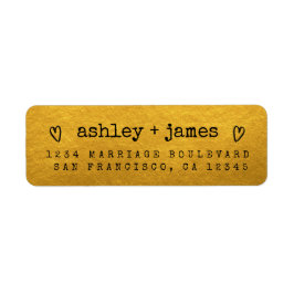 Etiqueta Modern Gold Heart Couple Return Address
