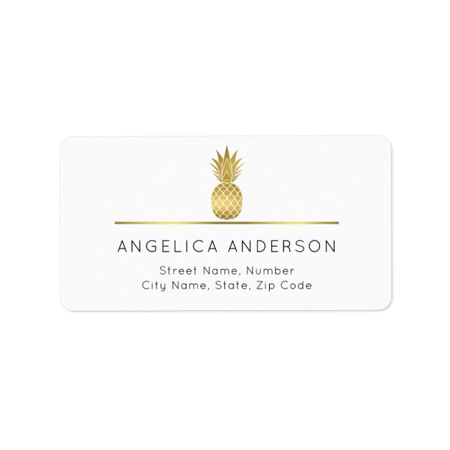 Etiqueta Modern Gold Pineapple Address Label (Frente)