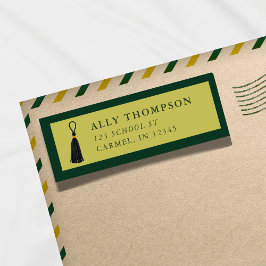 Etiqueta Modern Green Graduation Cap Tassel 