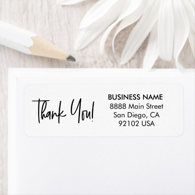 Etiqueta Modern Handlettering thank you business address  (In situ)
