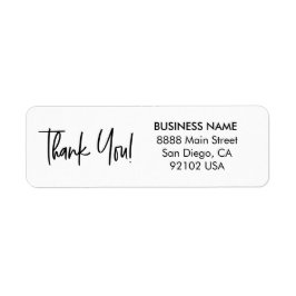 Etiqueta Modern Handlettering thank you business address 