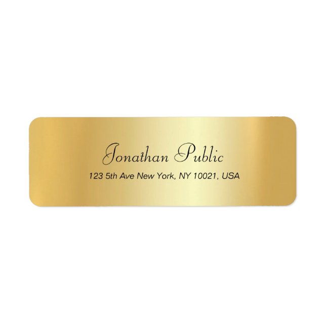 Etiqueta Modern Handwritten Script Gold Elegant Template (Frente)