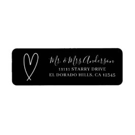 Etiqueta Modern Hearts Negro y Blanco Minimalista Despedida