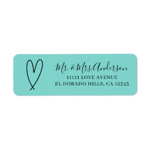 Etiqueta Modern Hearts Turquesa Azul Minimalista Despedida