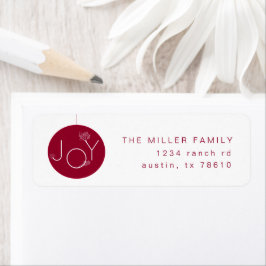 Etiqueta Modern Joy Ornament Holiday Return Address Label