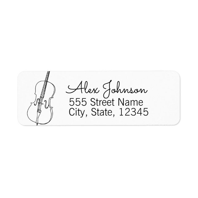 Etiqueta Modern Lines Violin Simple Classic Address  (Frente)
