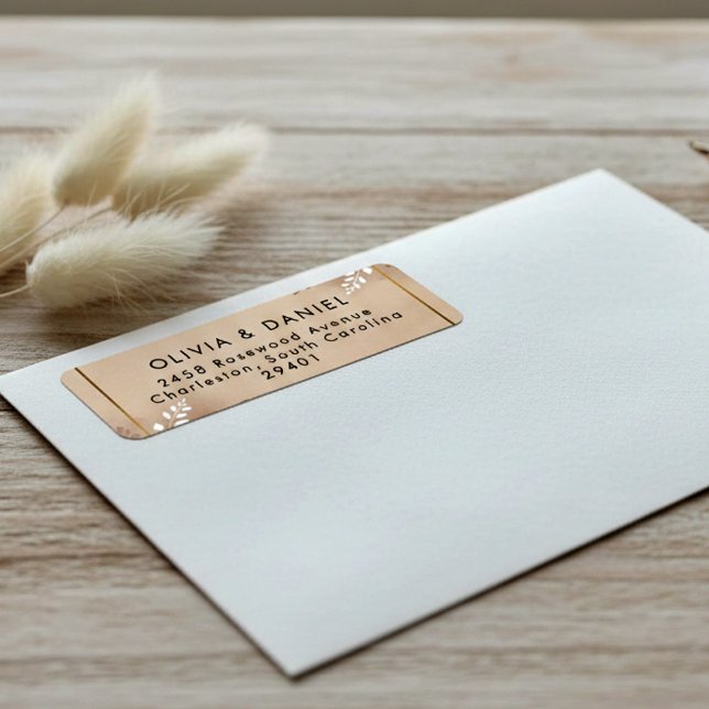 Etiqueta Modern Luxe Neutral Earth Tones & Gold Foliage (Subido por el creador)