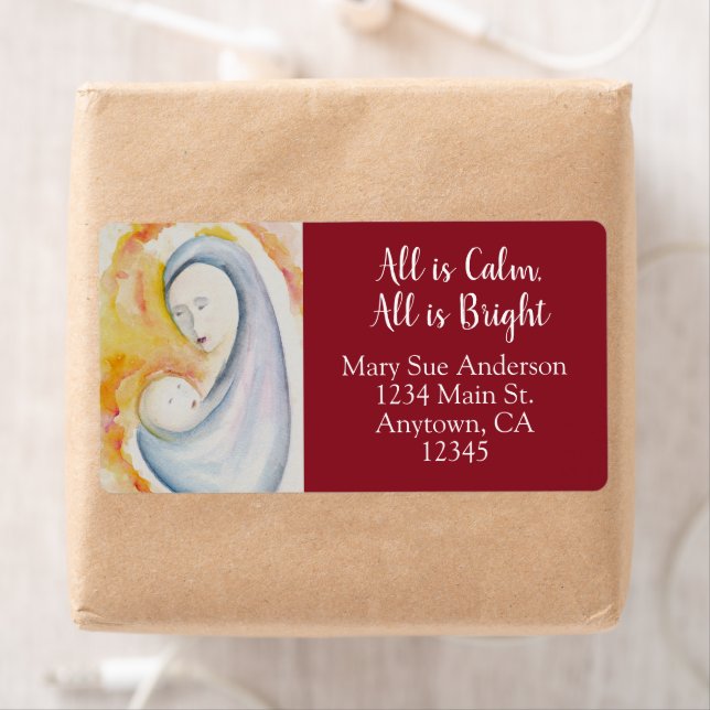 Etiqueta Modern Madonna and Child Shipping Address (In situ)