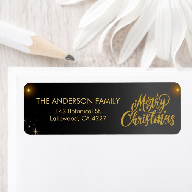 Etiqueta Modern Merry Christmas Address Label (In situ)