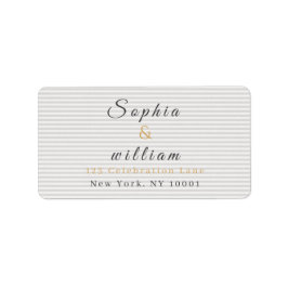 Etiqueta Modern Minimalist Gray Striped Wedding