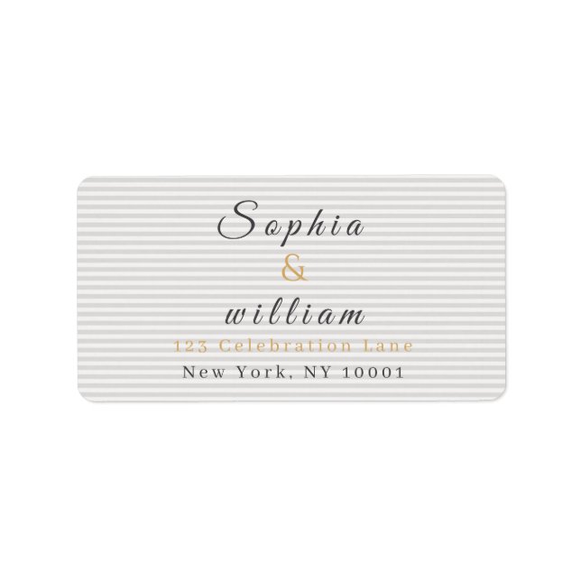 Etiqueta Modern Minimalist Gray Striped Wedding (Frente)
