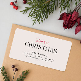 Etiqueta Modern Minimalist Ivory Christmas Return Address