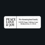 Etiqueta Modern Minimalist Peace Love Joy Holiday<br><div class="desc">Modern Minimalist Peace Love Joy Holiday Address Labels - the perfect addition to your modern,  minimalist style this year. Very clean! Easy to customize fonts,  texts,  and colors.</div>
