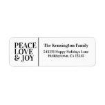 Etiqueta Modern Minimalist Peace Love Joy Holiday<br><div class="desc">Modern Minimalist Peace Love Joy Holiday Address Labels - the perfect addition to your modern,  minimalist style this year. Very clean! Easy to customize fonts,  texts,  and colors.</div>