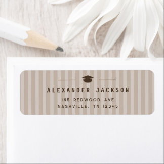 Etiqueta Modern Neutral Stripes Graduation Return Address