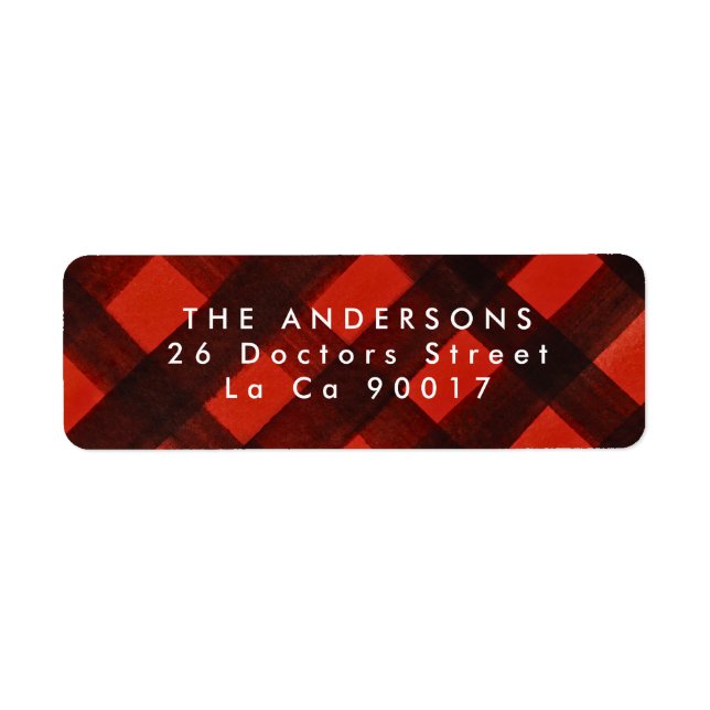 Etiqueta Modern Paint Red Black Plaid Christmas (Frente)