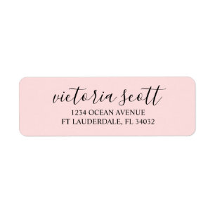 Etiqueta Modern Pink Script Return Address Labels
