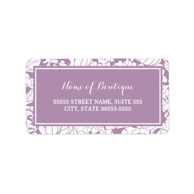 Etiqueta Modern Purple Floral Girly Beautique (Frente)