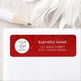 Etiqueta Modern Red Business Logo Christmas Return Address