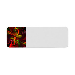 Etiqueta Modern Red Green Floral Abstract Art Pattern #05