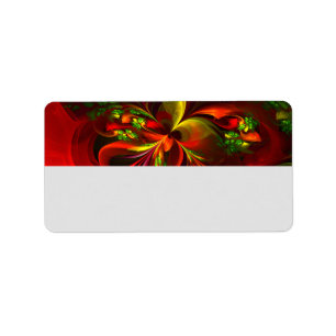Etiqueta Modern Red Green Floral Abstract Art Pattern #05