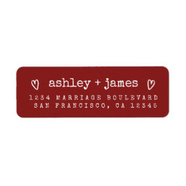 Etiqueta Modern Red Heart Couple Return Address