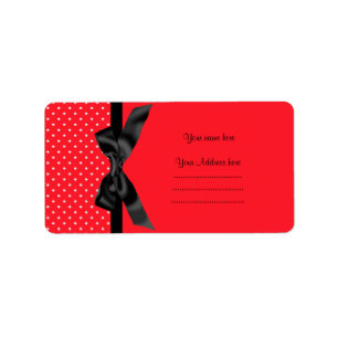 ETIQUETA MODERN RED WHITE POLKA DOT ADDRESS LABEL