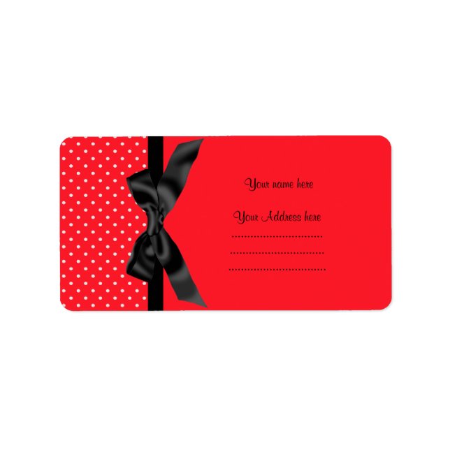ETIQUETA MODERN RED WHITE POLKA DOT ADDRESS LABEL (Frente)
