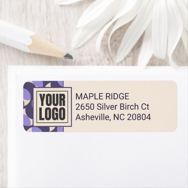 Etiqueta Modern Retro Lavender Geometric Address Label (In situ)