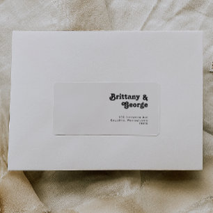 Etiqueta Modern Retro Lettering Wedding RSVP Dirección de d