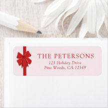 Modern Ribbon Bow Wrapped Christmas Return Address