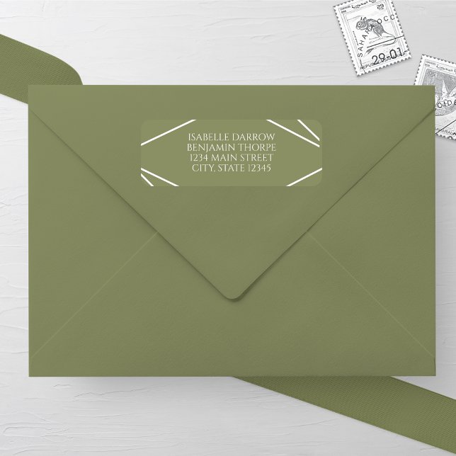 Etiqueta Modern Sage Green and White Wedding Address Label (Subido por el creador)