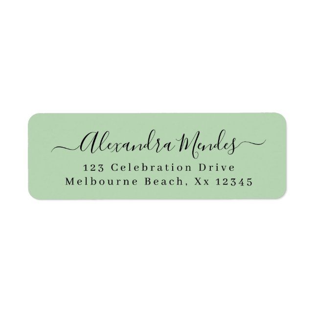 Etiqueta Modern Sage simple y elegante dirección de retorno (Frente)