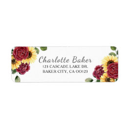 Etiqueta Modern Sunflower and Rose Floral