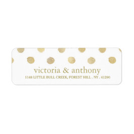 Etiqueta Modern White & Gold Polka Dots Wedding