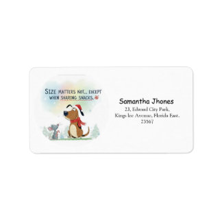 Etiqueta Modern winter  christmas cute dog return address 