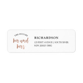 Etiqueta Modern Wish | Faux Rosa Gold Future Mr. y Mrs.