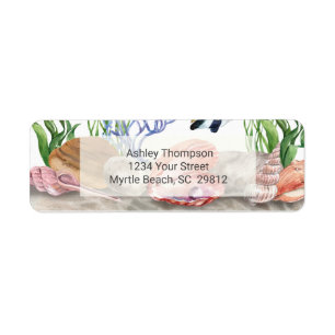 Etiqueta Moderna acuarela de la tortuga marina del océano