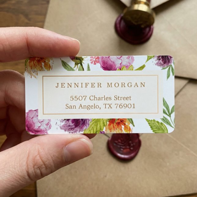 Etiqueta Moderna acuarela Decoración floral elegante (Subido por el creador)