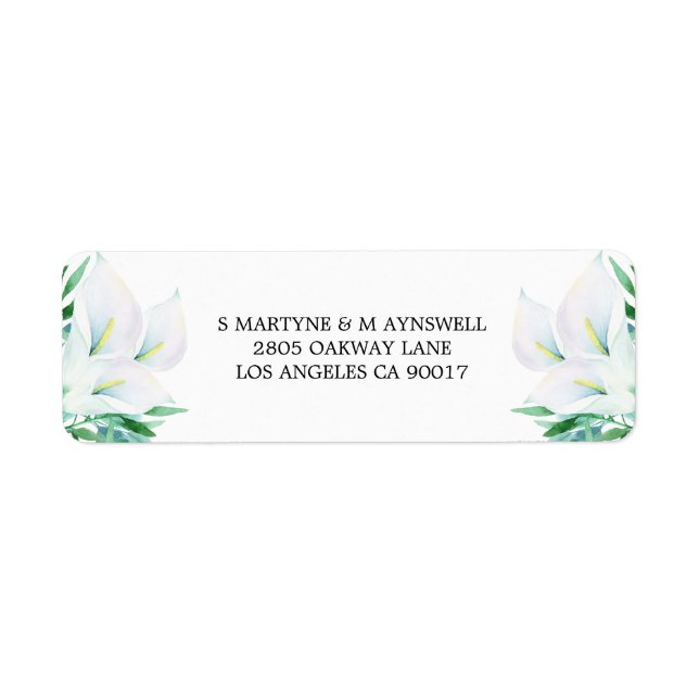 Etiqueta Moderna acuarela floral Calla blanca Boda Lily (Frente)