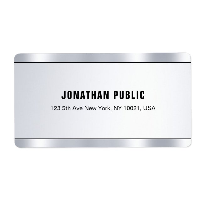Etiqueta Moderna apariencia de plata moderna y sofisticada  (Frente)