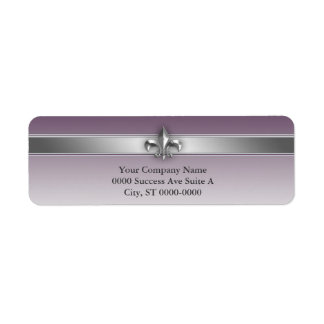 Etiqueta Moderna berenjena gris Plata Púrpura Fleur de Lis