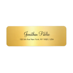 Etiqueta Moderna caligrafía con guión de mano Faux Gold Ele