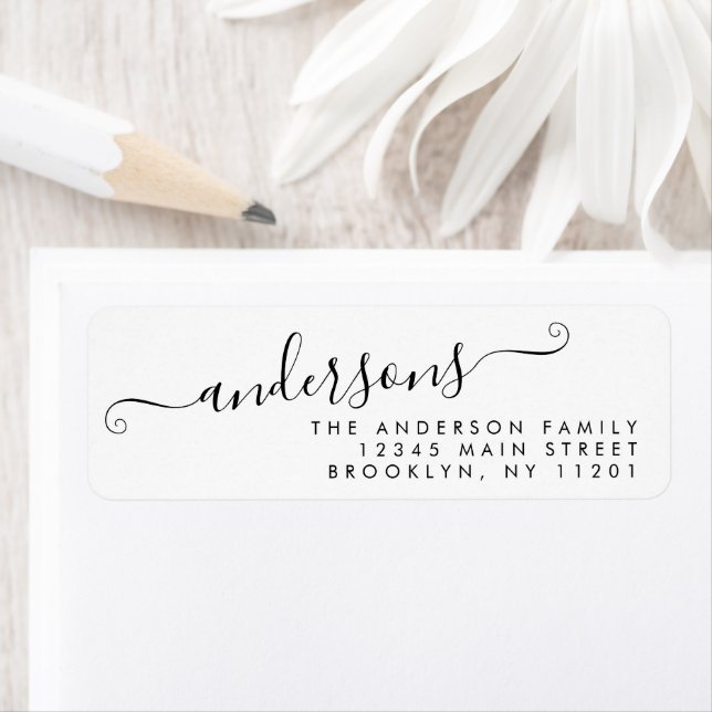 Etiqueta Moderna caligrafía moderna Script Black Last Name (In situ)