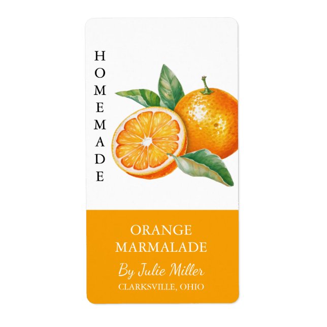 Etiqueta moderna casera de Marmalade Naranja (Frente)
