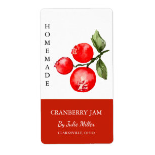 Etiqueta moderna casera de mermelada de Cranberry