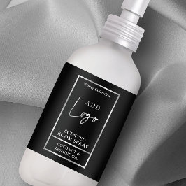 Etiqueta moderna con logotipo negro y plateado de