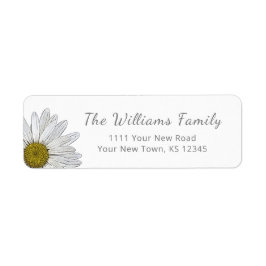 Etiqueta Moderna Daisies Trendy Gray Script Return Address