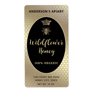 Etiqueta moderna de abeja reina del tarro de miel