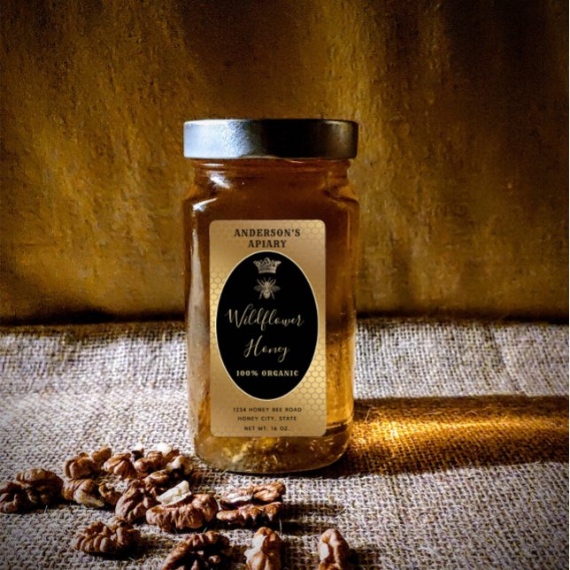 Etiqueta moderna de abeja reina del tarro de miel (Subido por el creador)
